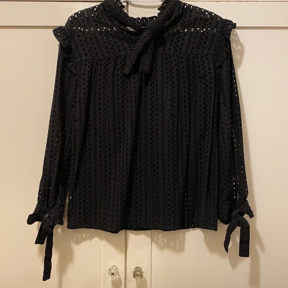 Madewell Black Eyelet Mockneck Top - Picture 9 of 9